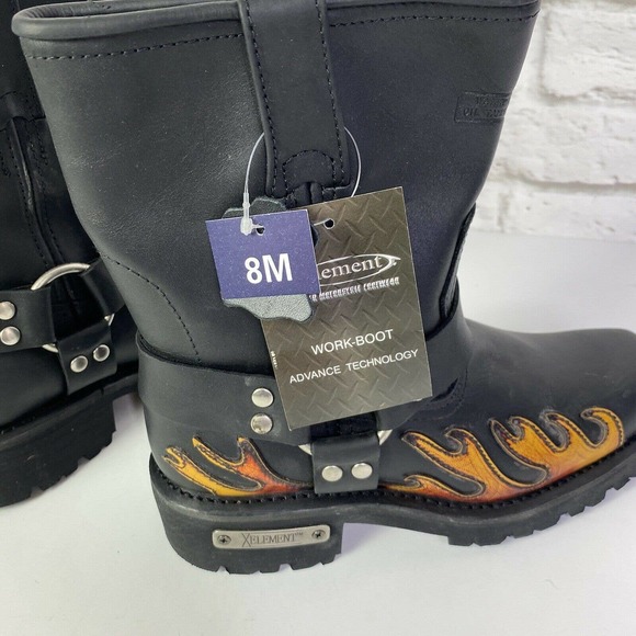 Xelement 2490 Black Harness Motorcycle Boots Flame - Picture 9 of 9